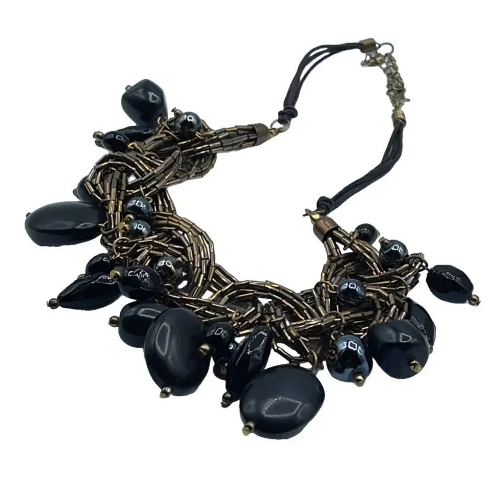 Bohemian inspired statement necklace  bold chunky textured